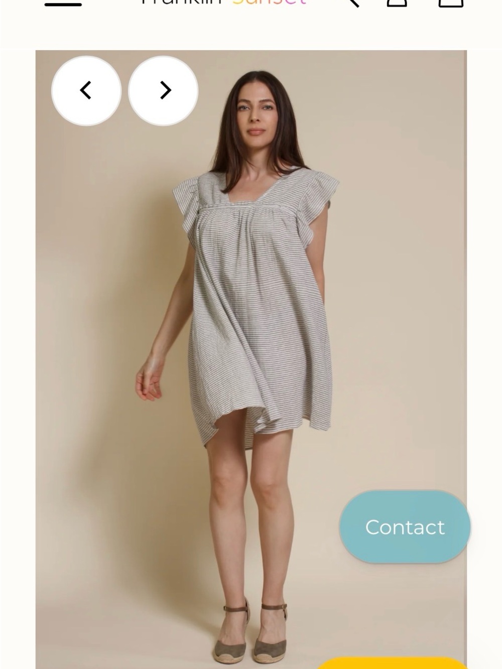 Umgee Gray and White Striped Flutter-Sleeve Mini Dress
